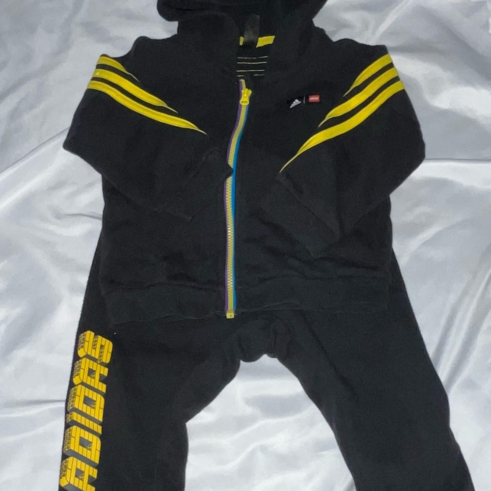 OUTFIT ONLY! Adidas X LEGO Black and Yellow Tracksuit 12month